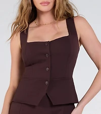 Set For Perfection Button Ponte Vest