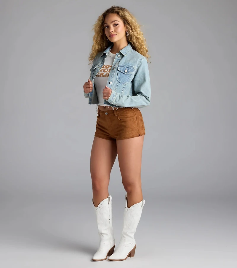 So Laid Back Frayed Crop Denim Jacket