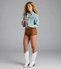 So Laid Back Frayed Crop Denim Jacket