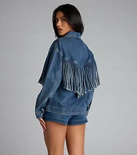 Fringe Benefits Oversized Denim Jacket