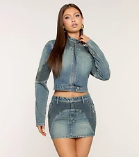 Street Mood Denim Moto Crop Jacket