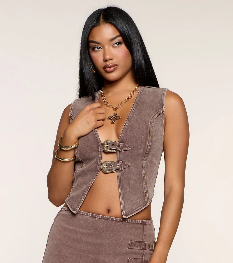 Western Ways Studded Denim Vest
