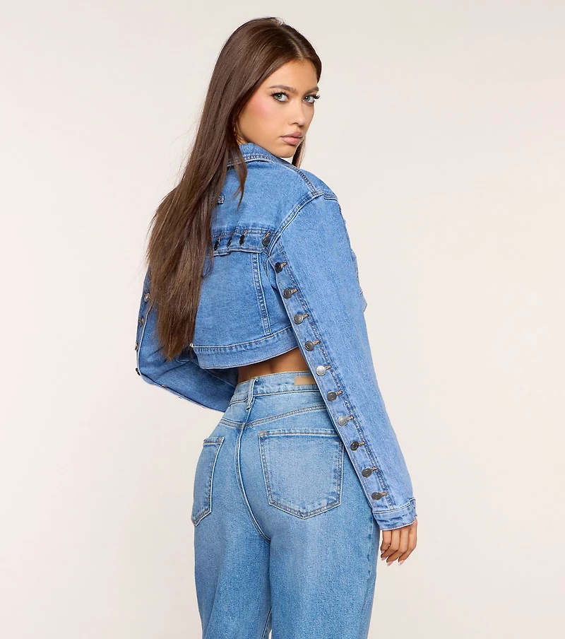 All Buttoned Up Denim Crop Jacket