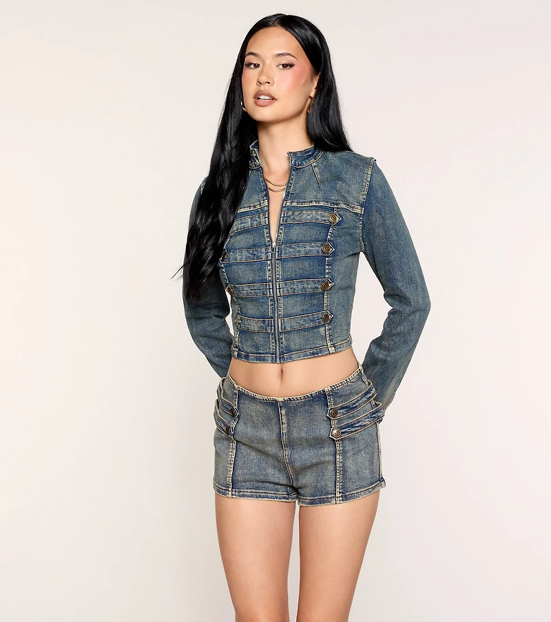 Command Attention Military Denim Jacket