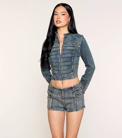 Command Attention Military Denim Jacket