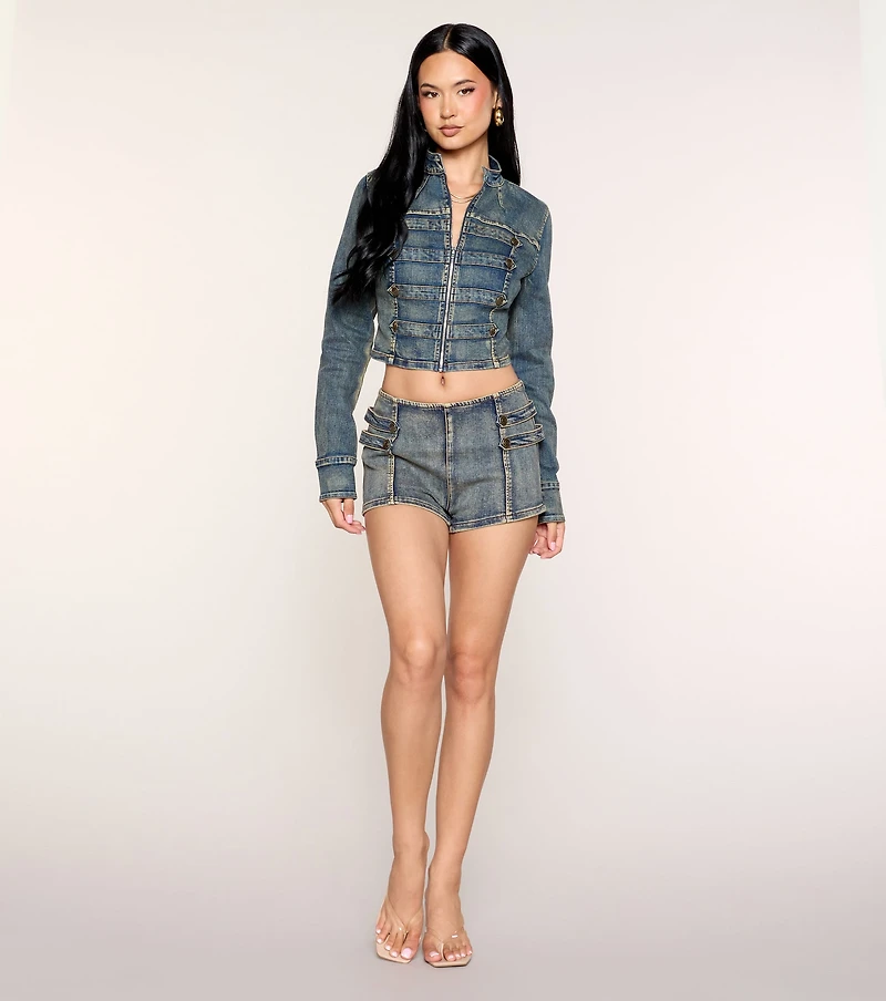Command Attention Military Denim Jacket