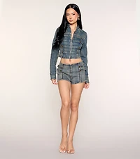 Command Attention Military Denim Jacket