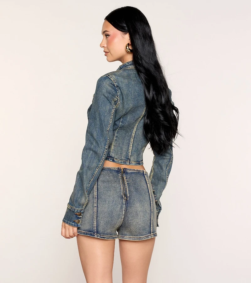 Command Attention Military Denim Jacket