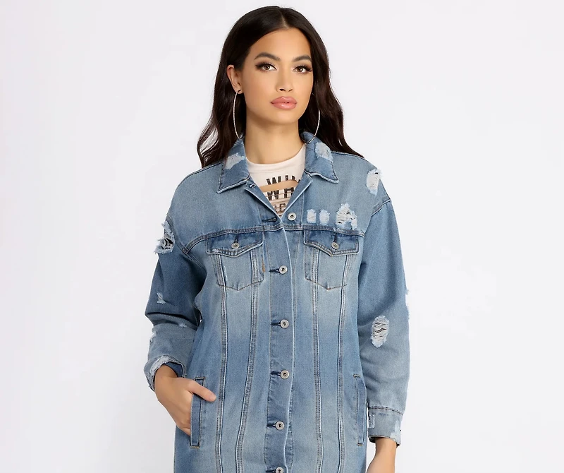 Total Babe Status Long Denim Jacket