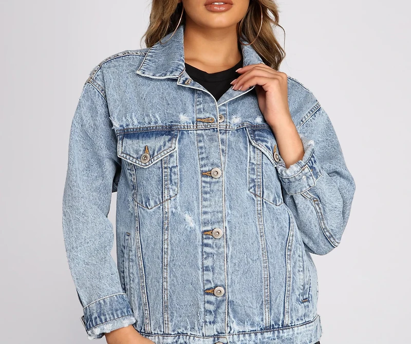 Squad Goals Over-Sized Denim Jacket