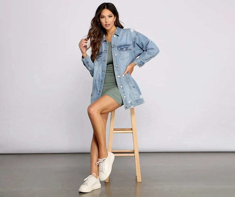 So Chic Long Denim Jacket
