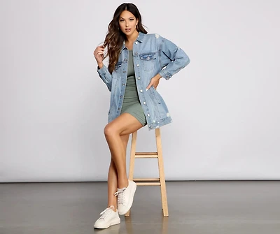 So Chic Long Denim Jacket