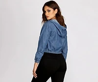 Hooded Denim Bomber Jacket