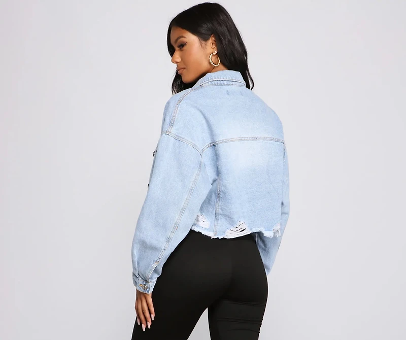 Diva Glam Destructed Denim Jacket