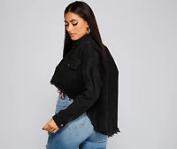 Casually Edgy High Low Cropped Denim Jacket