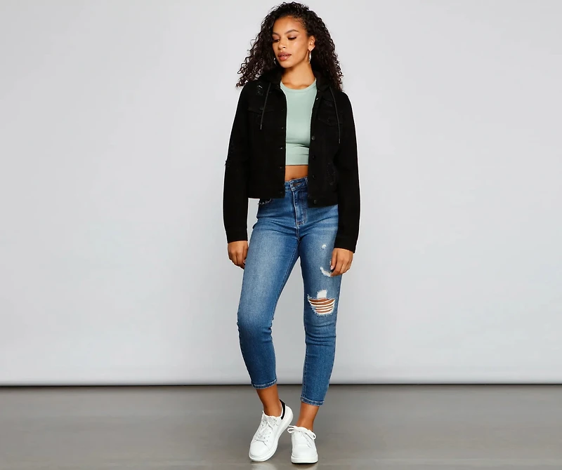 Blue Jeans Baby Denim Hooded Trucker Jacket