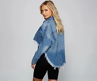 Casually Edgy High Low Cropped Denim Jacket
