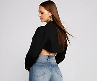 Trendy Glam Cropped Denim Jacket