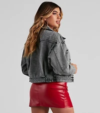 Don't Waist Time Crop Denim Jacket