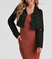 Better Denim Frayed Crop Jacket