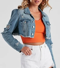 Better Denim Frayed Crop Jacket