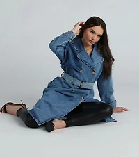 Casual Chic Slay Denim Trench Coat