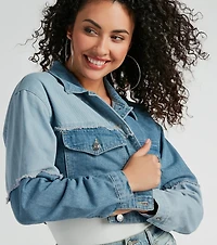 Trendsetter Denim Patchwork Cropped Jean Jacket