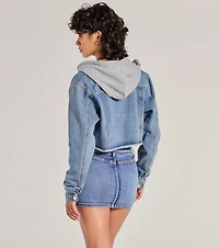 The Next Level Cropped Fleece Denim Jacket
