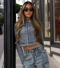 Trendy Arrival Denim Moto Jacket