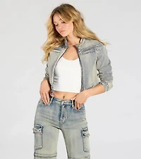 Trendy Arrival Denim Moto Jacket