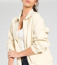 Keeping It Cool Oversized Denim Bomber Jacket
