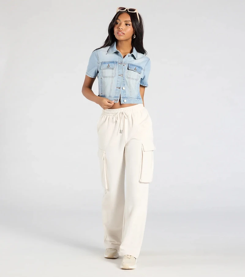 Cutely Casual Short Sleeve Denim Jacket