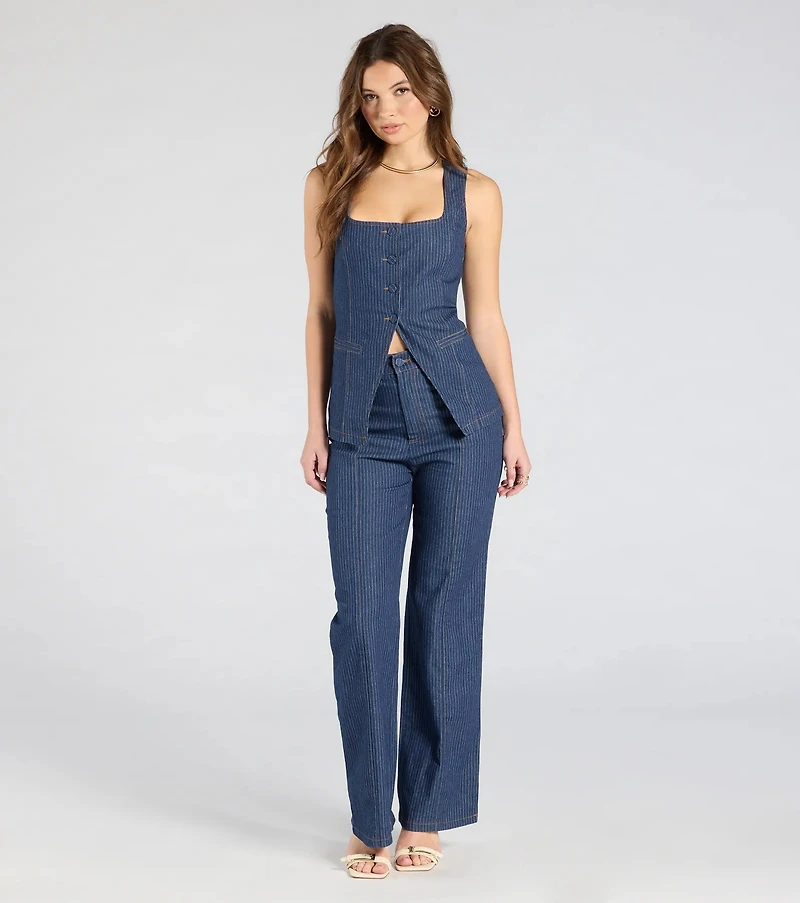 Fresh Perfection Button Split Denim Vest