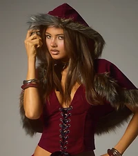 Little Red Velvet Hooded Cape