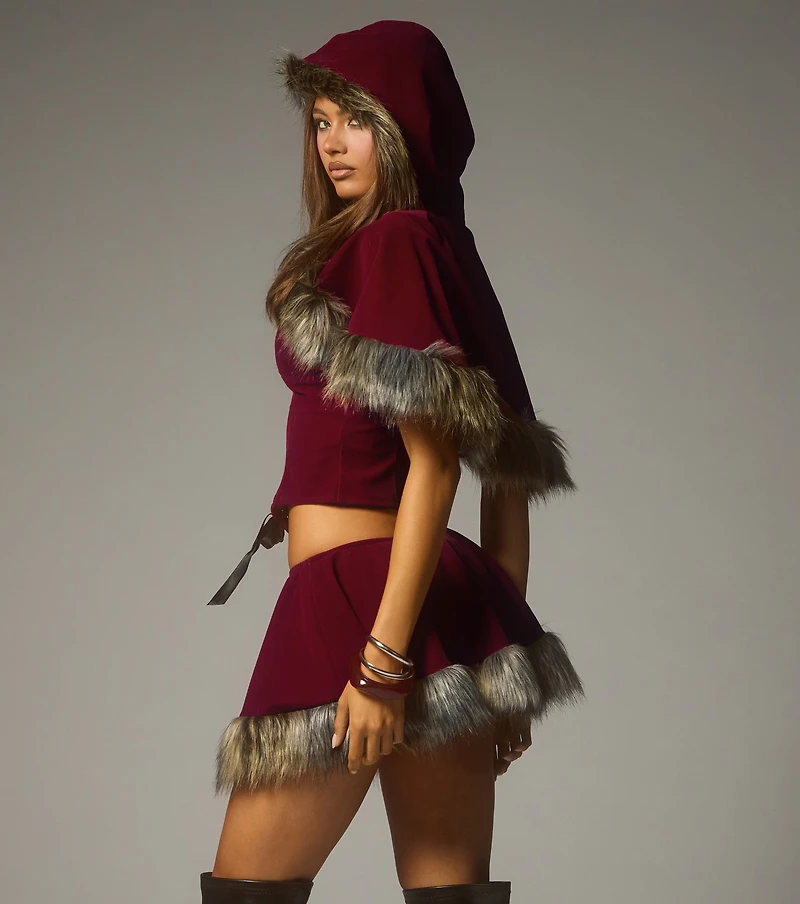 Little Red Velvet Hooded Cape