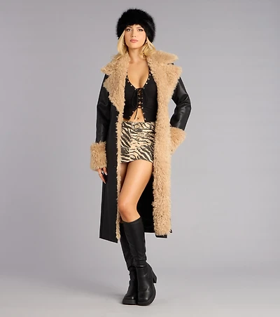 Wrapped Drama Faux Leather Trench Coat