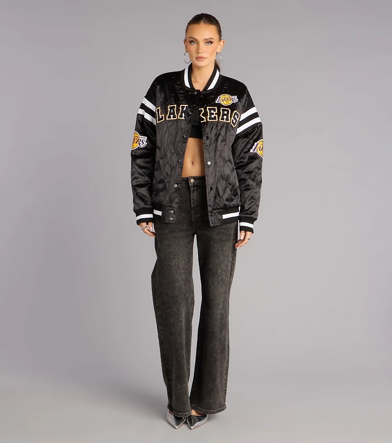 Ultra Game NBA Lakers Quilted Bomber Jacket