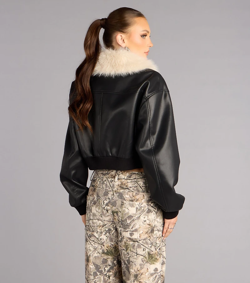 Major Mood Faux Leather Bomber Jacket