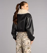 Major Mood Faux Leather Bomber Jacket