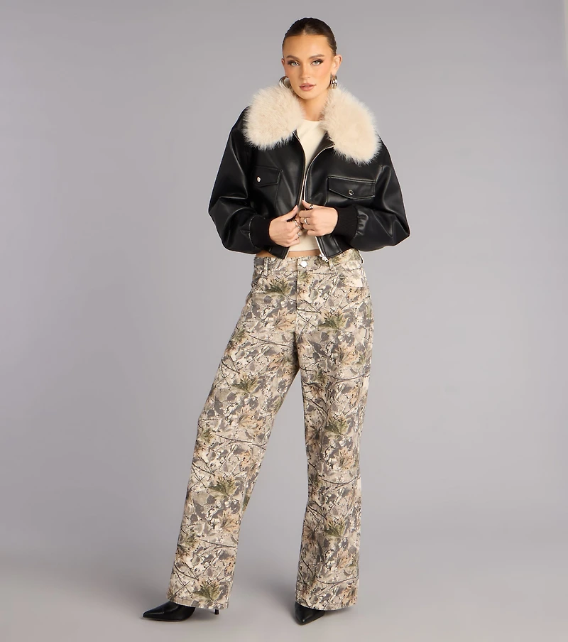 Major Mood Faux Leather Bomber Jacket