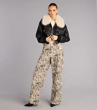 Major Mood Faux Leather Bomber Jacket