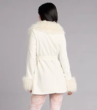 Cold Girl Couture Faux Fur Suede Trench Coat