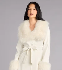 Cold Girl Couture Faux Fur Suede Trench Coat