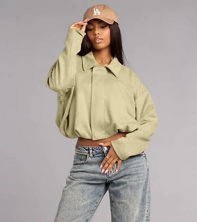 City Crush Faux Suede Bomber Jacket