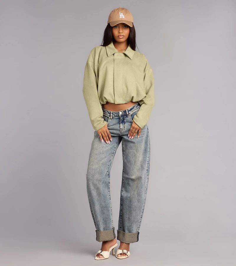 City Crush Faux Suede Bomber Jacket