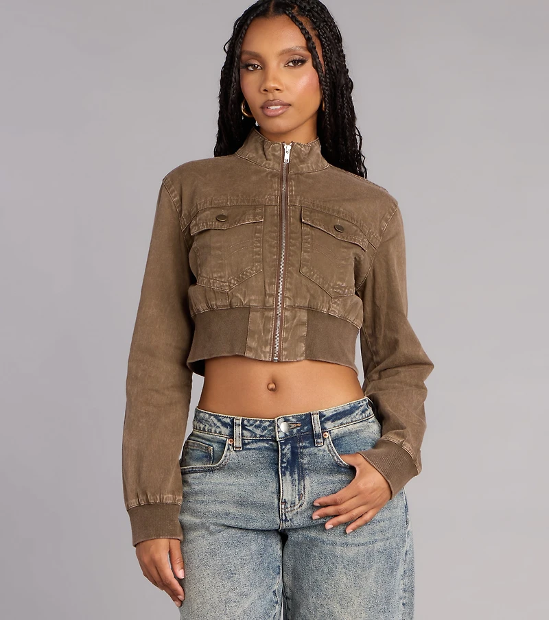 Street Style Mood Cropped Bomber Jacket