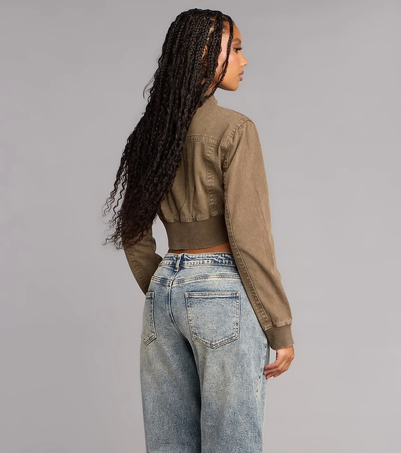 Street Style Mood Cropped Bomber Jacket