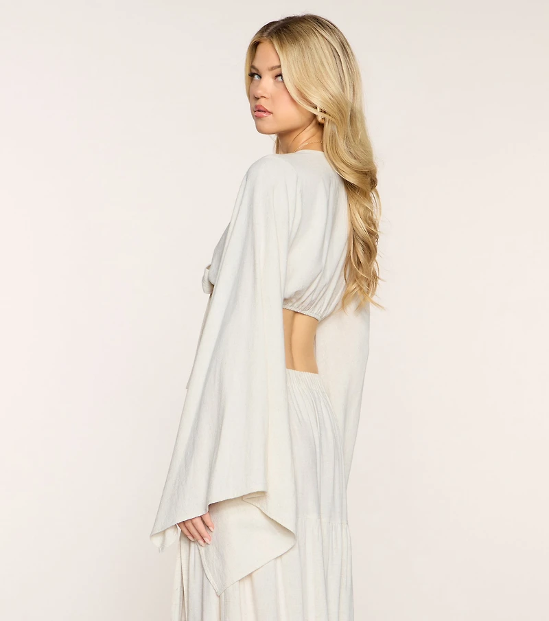 Easy Does It Linen Tie-Front Top
