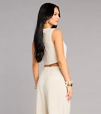 Effortlessly Polished Linen-Blend Cropped Vest