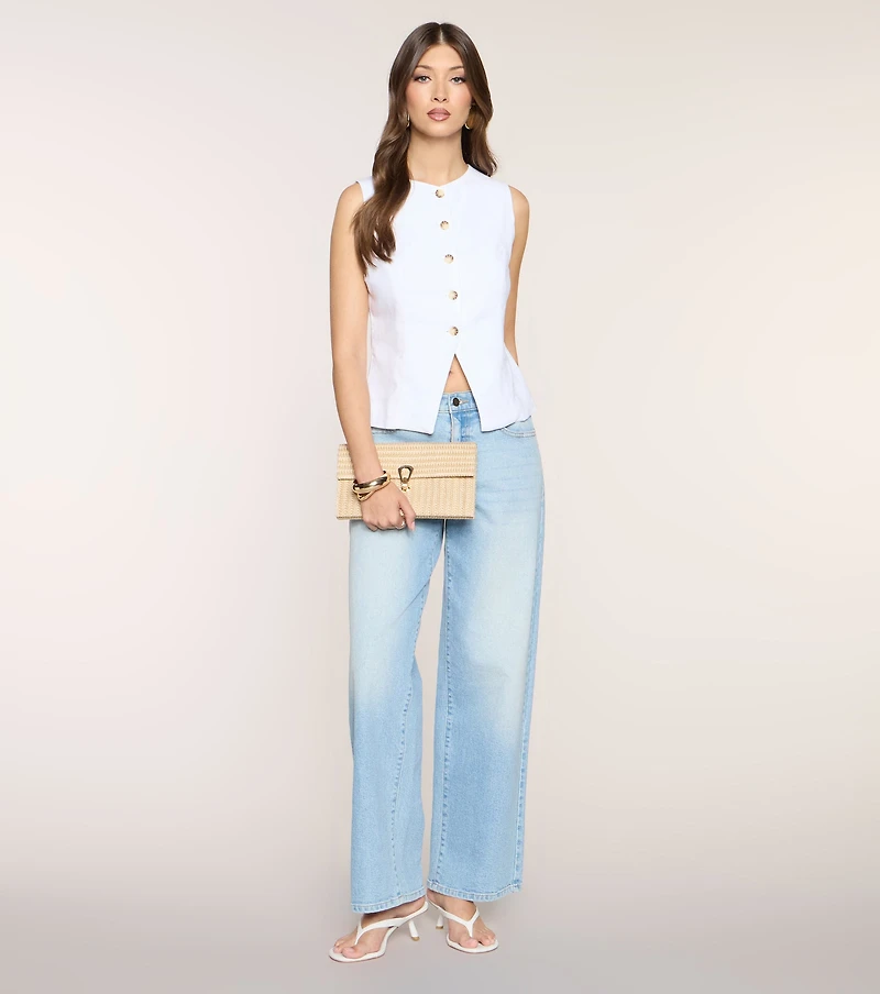 Buttoned Up Crew Neck Vest